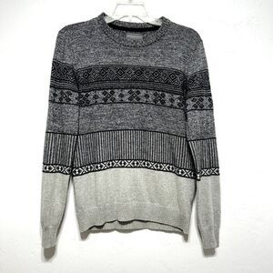 Aeropostale Sweater Wool Blend Grey Stripe Knit Pull On Long Sleeve Men sz Large